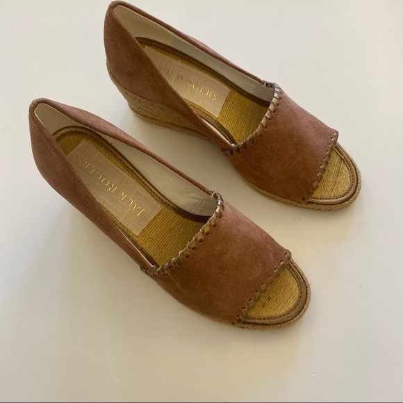 Jack Rogers || Suede Palmer Wedges Mauve Pink Rose Gold 7 NWOB - Picture 3 of 7
